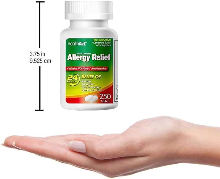 HealthA2Z® Allergy Relief | Cetirizine 10mg | All Day Allergy Relief | Indoor & Outdoor | Relief from Itchy Throat, Sneezing, Runny Noses (250 Count (Pack of 1)) - Image 7