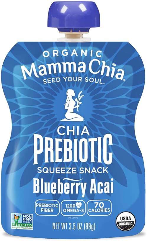 Mamma Chia Organic Prebiotic Squeeze Snack, Blueberry Acai, Fiber-Rich Prebiotic Gut Support, USDA Certified Organic, Non-GMO, Vegan, Gluten Free, 14 Ounce (Pack of 6) - Image 3
