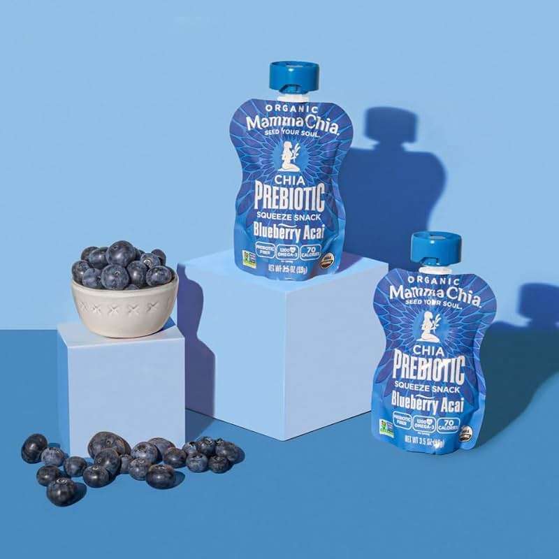 Mamma Chia Organic Prebiotic Squeeze Snack, Blueberry Acai, Fiber-Rich Prebiotic Gut Support, USDA Certified Organic, Non-GMO, Vegan, Gluten Free, 14 Ounce (Pack of 6) - Image 5