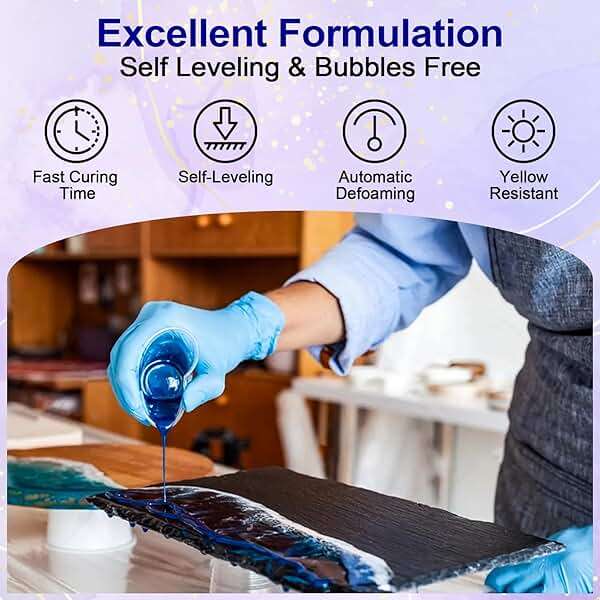JANCHUN Crystal Clear Epoxy Resin Kit 16oz, Bubble-Free, Anti-Yellowing, Self Leveling Easy Mix 1:1 Coating and Casting Resin for Table Top, Molds, Tumbler Crafts, Painting, Jewelry, DIY Gifts - Image 2