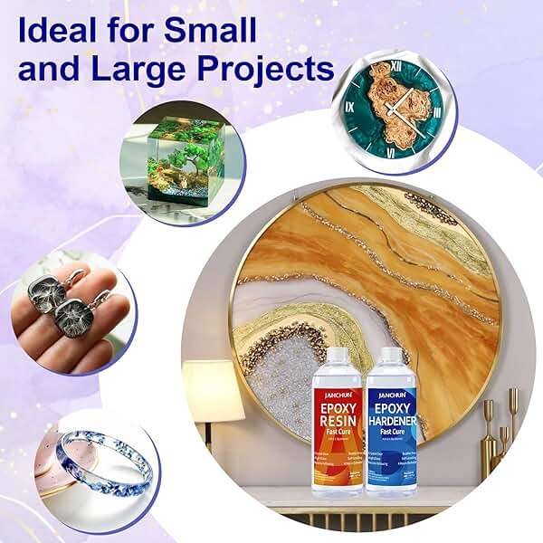 JANCHUN Crystal Clear Epoxy Resin Kit 16oz, Bubble-Free, Anti-Yellowing, Self Leveling Easy Mix 1:1 Coating and Casting Resin for Table Top, Molds, Tumbler Crafts, Painting, Jewelry, DIY Gifts - Image 5