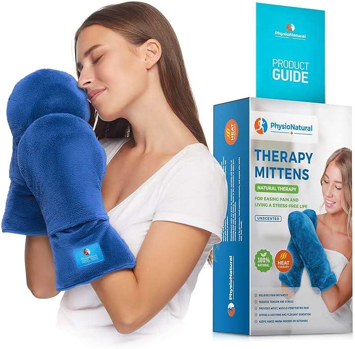 Microwavable Therapy Mittens with Flaxseed – Moist Heat Therapy Relief for Hands and Fingers in Cases of Stiff Joints, Trigger Finger, Inflammation, Raynaud's, Carpal Tunnel – Natural Unscented Gloves - Image 1