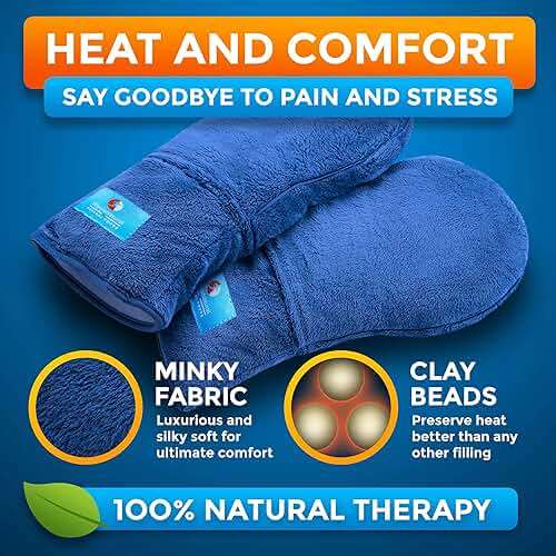 Microwavable Therapy Mittens with Flaxseed – Moist Heat Therapy Relief for Hands and Fingers in Cases of Stiff Joints, Trigger Finger, Inflammation, Raynaud's, Carpal Tunnel – Natural Unscented Gloves - Image 3