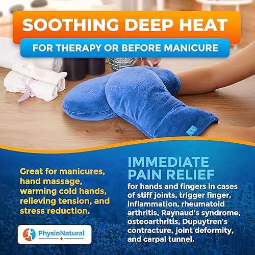 Microwavable Therapy Mittens with Flaxseed – Moist Heat Therapy Relief for Hands and Fingers in Cases of Stiff Joints, Trigger Finger, Inflammation, Raynaud's, Carpal Tunnel – Natural Unscented Gloves - Image 5