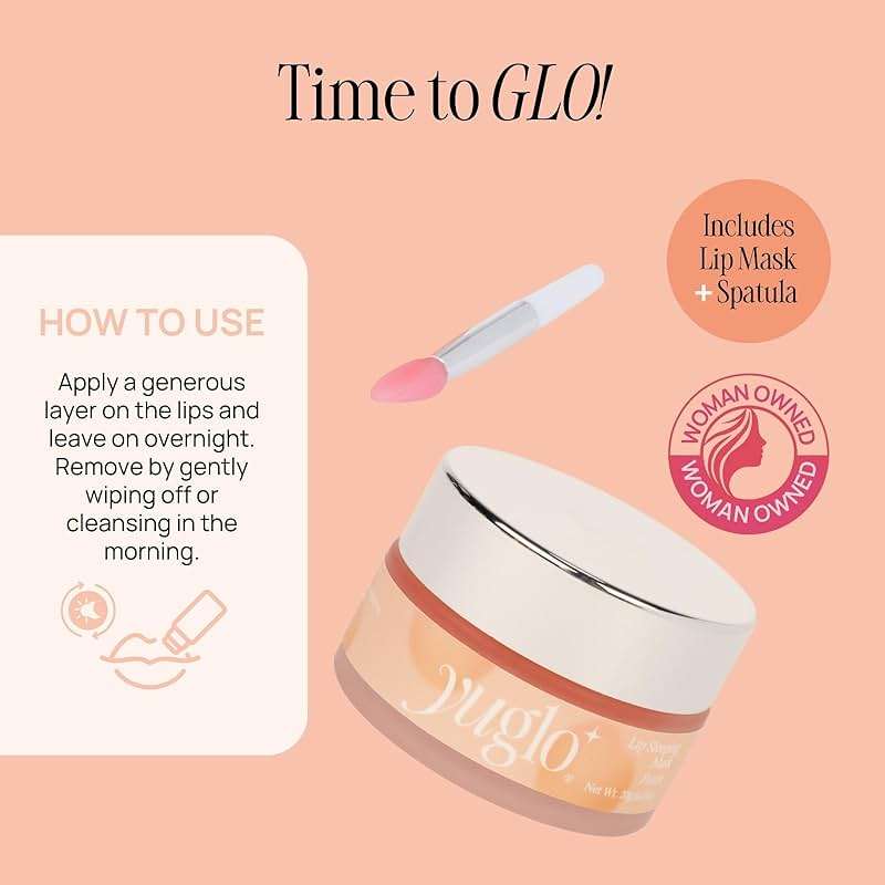 YUGLO Lip Sleeping Mask | Peach Flavor | Hydrating & Soothing Lip Treatment for Dry, Chapped Lips | Plumps & Moisturizes | Overnight Lip Repair - Image 6