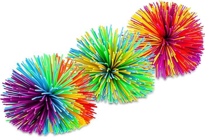 Leinuosen 12 Pieces Stringy Balls Sensory Stringy Ball End of Year Gifts Soft Rainbow Pom Bouncy Stress Bags Basket Stuffers Fillers Party Favors Birthday Gifts, Multicolor (2.75 Inch) - Image 3
