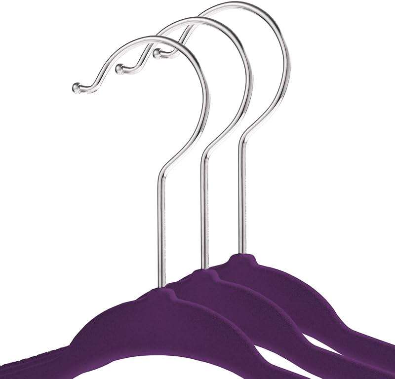 Casafield 50 Velvet Baby Hangers - 11" Size for Infant & Toddler Clothes - Purple - Image 3