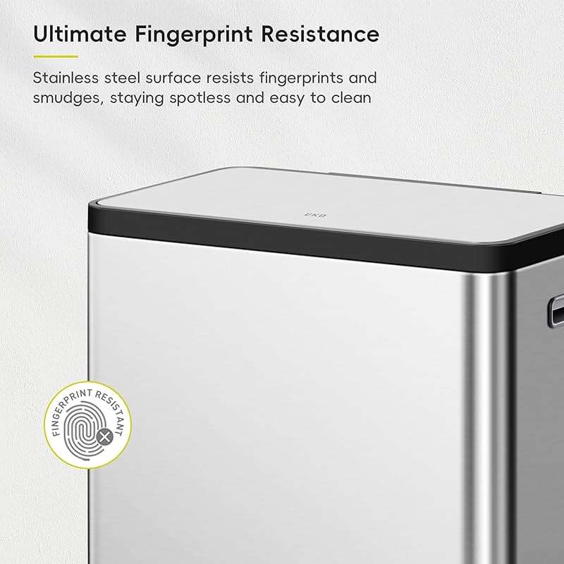EKO EcoCasa II 36L+24L Dual Trash Can with Recycle Bin, Stainless Steel Garbage Can with Lid, Deodorizer Compartment, Odor-Proof and Fingerprint Resistant - Image 6