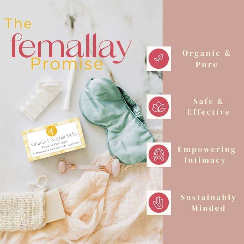 Femallay Organic Vitamin E Vaginal Melts – Feminine Moisture, Comfort & Hydration – Tropical Pineapple, 1-Pack - Image 6