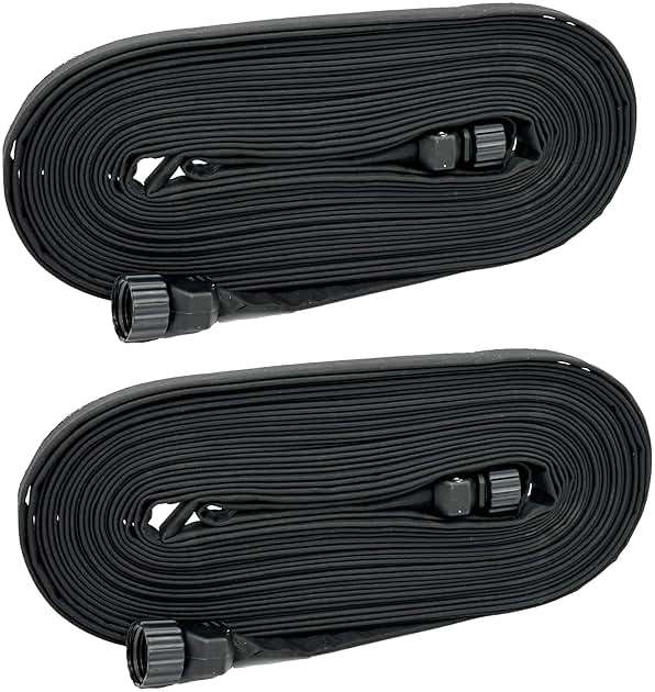 Rocky Mountain Goods 75 Foot Flat Weeper Soaker Hose - Drip Irrigation - Double Layer Design - Saves 70% Water - Consistent Drip Entire Length of Hose - Includes 3 Pressure Reducing Discs (2) - Image 1