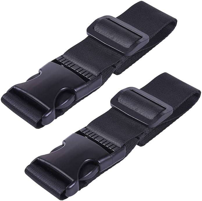 Wisdompro 2 Pcs Add a Bag Luggage Strap, Heavy Duty Adjustable Suitcase Belt Travel Attachment Travel Accessories for Connecting Your Luggage Together - Black - Image 1