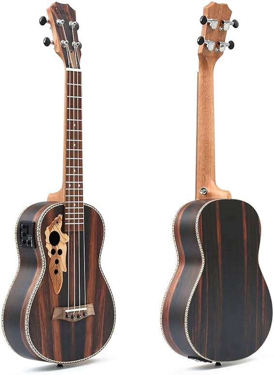 Baritone Ukulele Electric 30 Inch All Blackwood Acoustic Ukelele Kit with Truss Rod with EQ with Gig Bag,Strap,Nylon String,Electric Tuner,Pick,shaker - Image 2