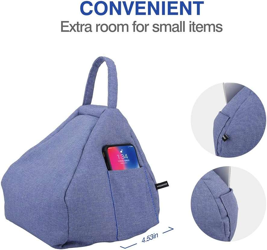 MoKo Tablet Pillow Stand, Lap Pillow Bed Sofa Soft Cushion Holder Xmas Gift for Phones Tablets Up to 11", Fit iPad 10th, iPad Pro 11 2022, iPad mini 6, iPad Air 4/3, Tab S6/S7 11" - Denim Blue - Image 5