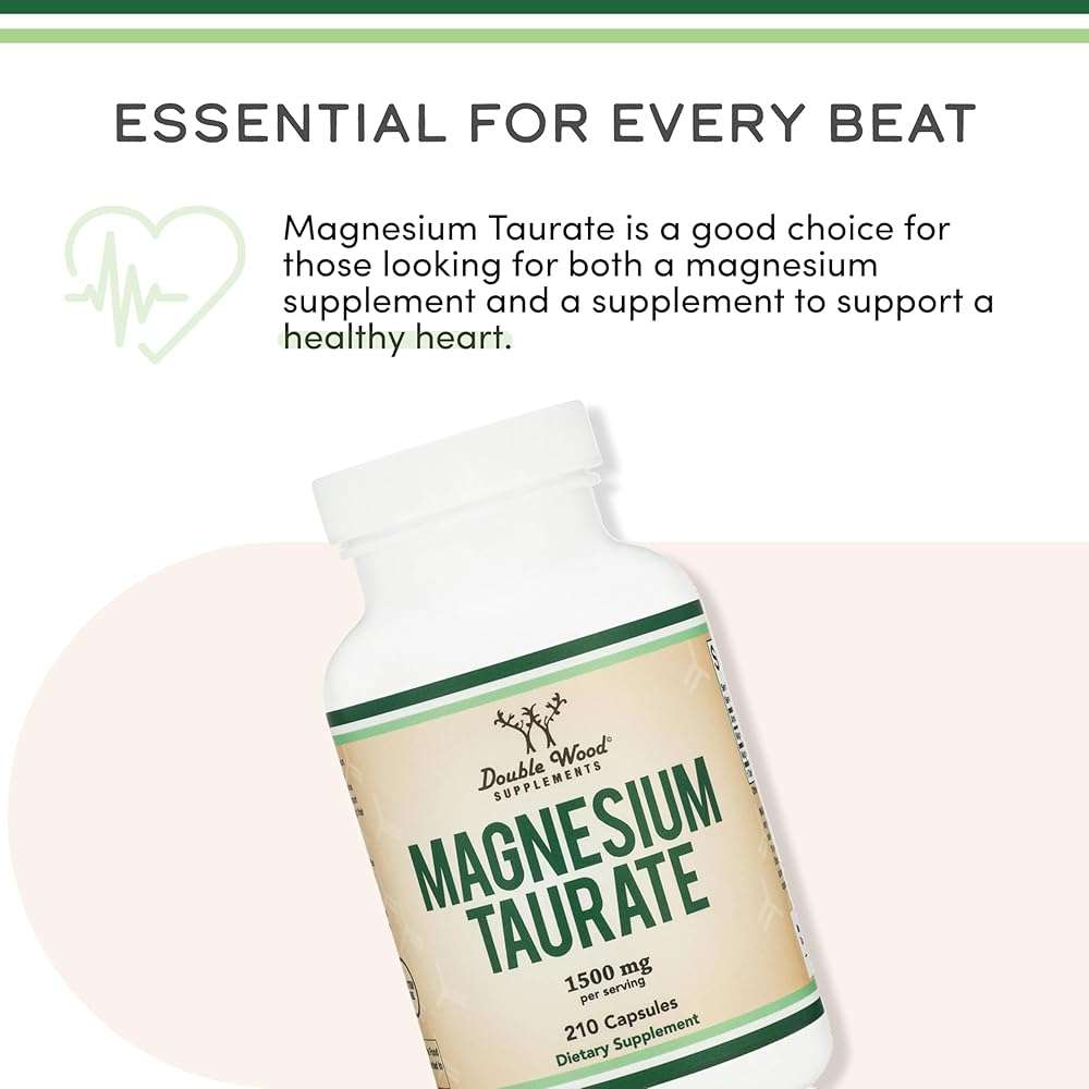 Magnesium Taurate Supplement for Cardiovascular Health to Boost Magnesium Levels (1,500mg per Serving, 210 Vegan Capsules) Non-GMO, Gluten Free, by Double Wood Supplements - Image 6