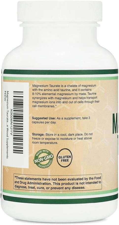 Magnesium Taurate Supplement for Cardiovascular Health to Boost Magnesium Levels (1,500mg per Serving, 210 Vegan Capsules) Non-GMO, Gluten Free, by Double Wood Supplements - Image 7