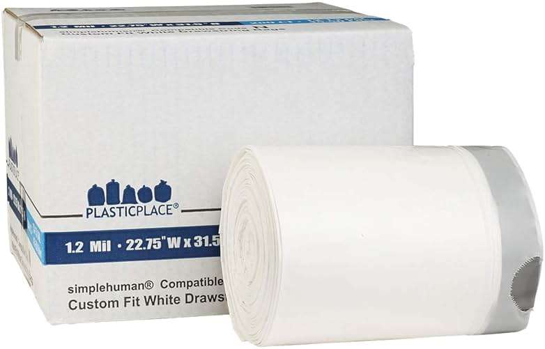 Plasticplace Custom Fit Trash Bags | Compatible with Simplehuman (x) Code N | (200 Count)│White Drawstring Garbage Liners 12-13 Gallon / 45-50 Liters│22.5" x 31.5" - Image 4