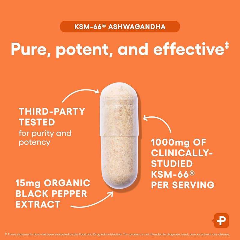 Physician's CHOICE KSM-66 Ashwagandha Root Powder Extract 1,000mg - Organic - with Black Pepper for Maximum Absorption - 5% Withanolides - Stress, Mood & Athletic Support - 60 Vegan Capsules - Image 4