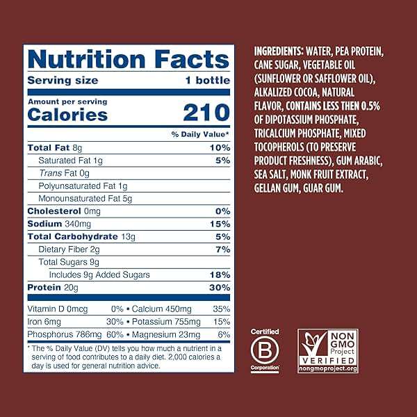 Ripple Vegan Protein Shake | Chocolate | 20g Nutritious Plant Based Pea Protein | Shelf Stable | No GMOs, Soy, Nut, Gluten, Lactose | 12 Oz, 12 Pack - Image 2