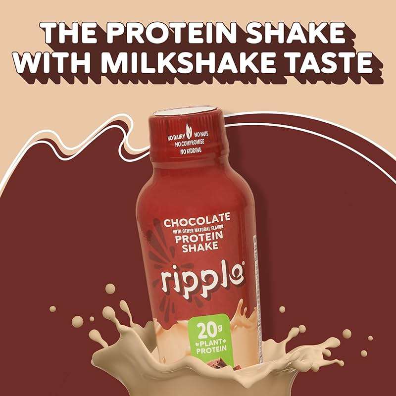 Ripple Vegan Protein Shake | Chocolate | 20g Nutritious Plant Based Pea Protein | Shelf Stable | No GMOs, Soy, Nut, Gluten, Lactose | 12 Oz, 12 Pack - Image 4