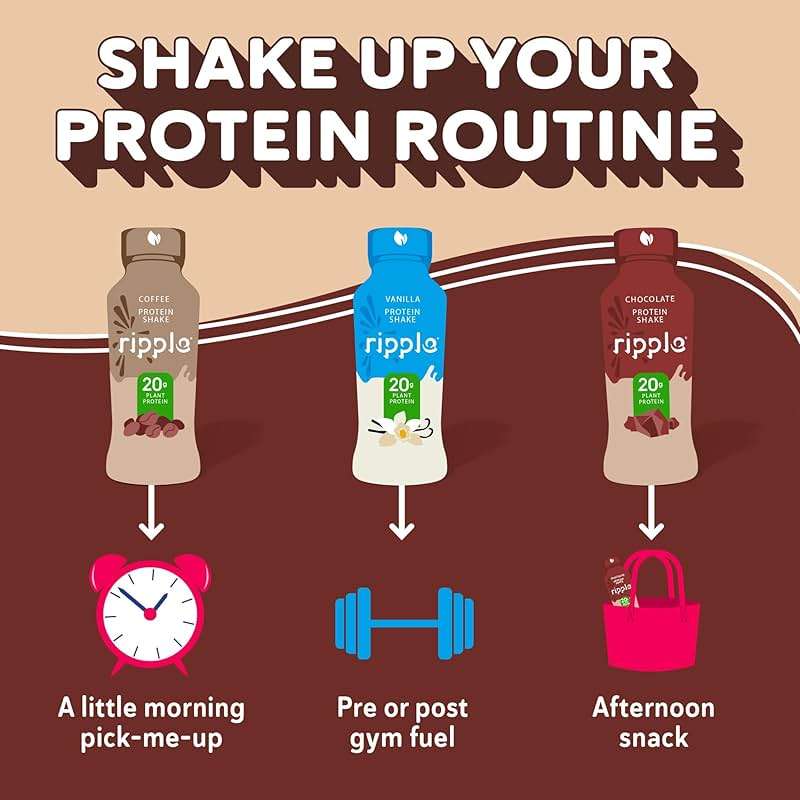 Ripple Vegan Protein Shake | Chocolate | 20g Nutritious Plant Based Pea Protein | Shelf Stable | No GMOs, Soy, Nut, Gluten, Lactose | 12 Oz, 12 Pack - Image 6