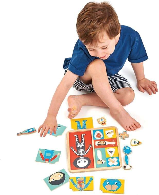 Tender Leaf Toys - Ouch Puzzle - Educational Body Parts Learning Double-Sided Puzzle with Storage Tray - Promotes Imaginary and Creative Roleplay, Helps to Create Health Awareness for Children 3+ - Image 4