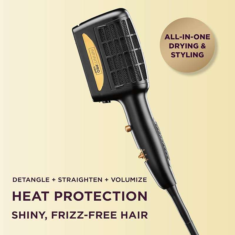 INFINITIPRO BY CONAIR 3-in-1 Styling Hair Dryer, 1875W Hair Dryer and 3 Attachments | Dry and style in one step for thick and curly hair, Black, SD11GNX - Image 2