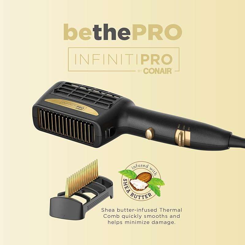 INFINITIPRO BY CONAIR 3-in-1 Styling Hair Dryer, 1875W Hair Dryer and 3 Attachments | Dry and style in one step for thick and curly hair, Black, SD11GNX - Image 6