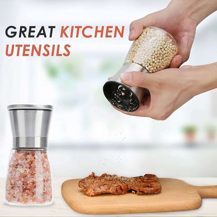 Ebaco Original Stainless Steel Salt or Pepper Grinder - Top Spice Mill with Ceramic Blades, Brushed Stainless Steel and Adjustable Coarseness By Pepper Grinder （Single Package） - Image 2