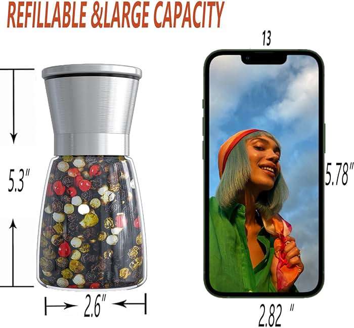 Ebaco Original Stainless Steel Salt or Pepper Grinder - Top Spice Mill with Ceramic Blades, Brushed Stainless Steel and Adjustable Coarseness By Pepper Grinder （Single Package） - Image 3