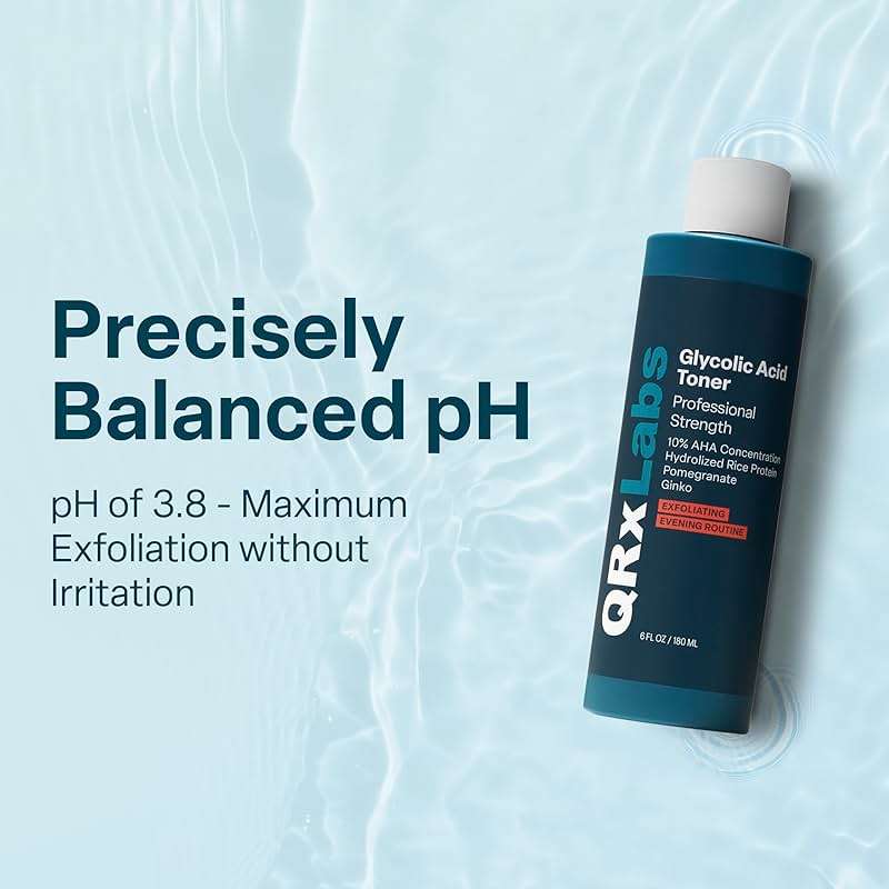 QRxLabs Glycolic Acid Toner - 10% Glycolic Acid Exfoliant with Salicylic Acid - Hydrating Face Exfoliator - Pore Toner & BHA Liquid Exfoliant with Witch Hazel - 6 Fl Oz - Image 5