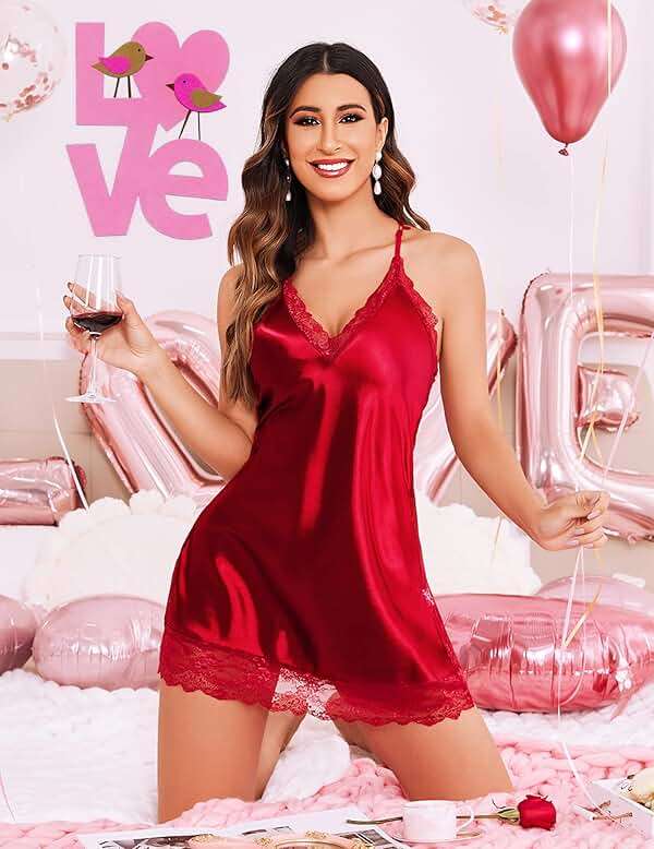 Avidlove Women Lingerie Satin Lace Chemise Nightgown Sexy Full Slips Sleepwear S-4XL - Image 3