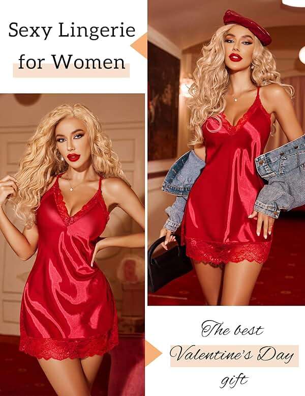 Avidlove Women Lingerie Satin Lace Chemise Nightgown Sexy Full Slips Sleepwear S-4XL - Image 4