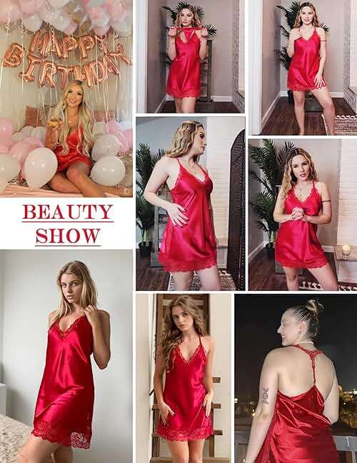 Avidlove Women Lingerie Satin Lace Chemise Nightgown Sexy Full Slips Sleepwear S-4XL - Image 6