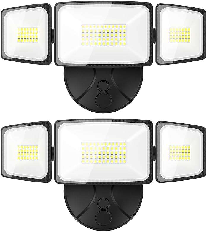 Onforu 2 Pack 75W Flood Lights Outdoor, 7000LM LED Flood Lighting Outdoor Switch Controlled, IP65 Waterproof Exterior Floodlight Fixture with 3 Adjustable Heads, 6500K Security Light for Garage Yard - Image 1