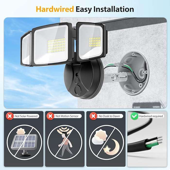 Onforu 2 Pack 75W Flood Lights Outdoor, 7000LM LED Flood Lighting Outdoor Switch Controlled, IP65 Waterproof Exterior Floodlight Fixture with 3 Adjustable Heads, 6500K Security Light for Garage Yard - Image 3