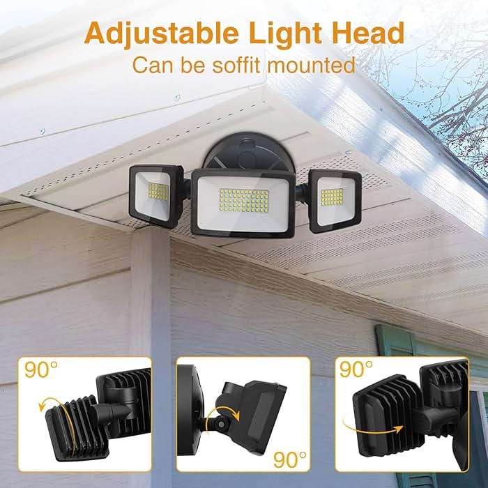 Onforu 2 Pack 75W Flood Lights Outdoor, 7000LM LED Flood Lighting Outdoor Switch Controlled, IP65 Waterproof Exterior Floodlight Fixture with 3 Adjustable Heads, 6500K Security Light for Garage Yard - Image 7