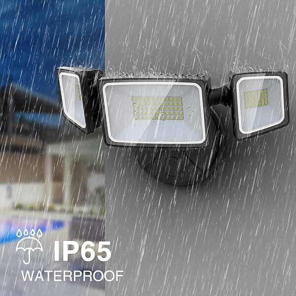 Onforu 2 Pack 75W Flood Lights Outdoor, 7000LM LED Flood Lighting Outdoor Switch Controlled, IP65 Waterproof Exterior Floodlight Fixture with 3 Adjustable Heads, 6500K Security Light for Garage Yard - Image 8
