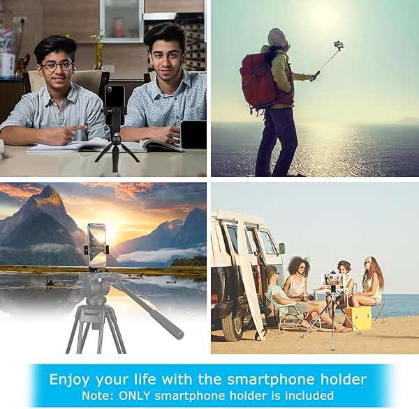SharingMoment Premium Smartphone Holder/Vertical and Horizontal Tripod Mount Adapter Rotatable Bracket with 1/4 inch Screw/Adjustable Clip for iPhone, Android Cell Phone, Selfie Stick, Camera Stand - Image 3