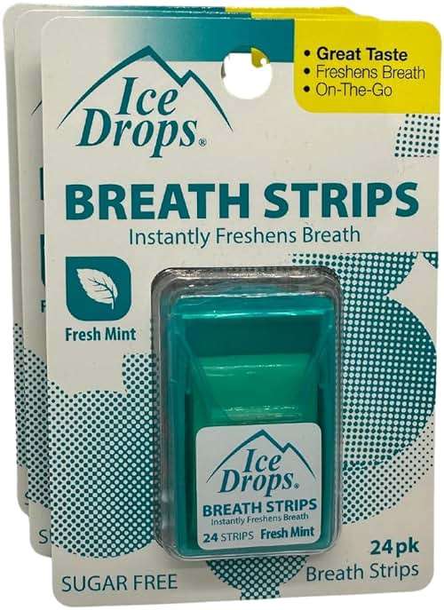 Fresh Mint Sugar Free Ice Drops Breath Strips 24 count(pack of 3) - Image 1