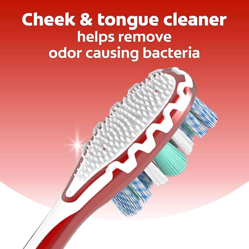 Colgate 360 Optic White Advanced Whitening Toothbrush, Adult Medium Toothbrush with Whitening Cups, Helps Whiten Teeth and Removes Odor Causing Bacteria, 2 Pack - Image 5