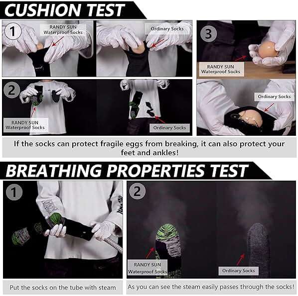 RANDY SUN Waterproof Socks, Unisex Cycling/Hunting/Fishing/Running Ankle Socks 1&2 Pair - Image 4