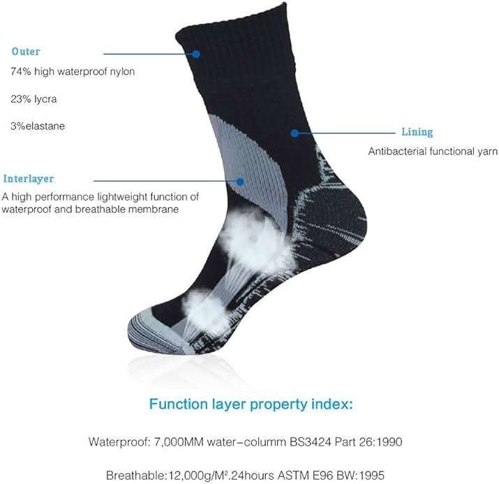 RANDY SUN Waterproof Socks, Unisex Cycling/Hunting/Fishing/Running Ankle Socks 1&2 Pair - Image 9
