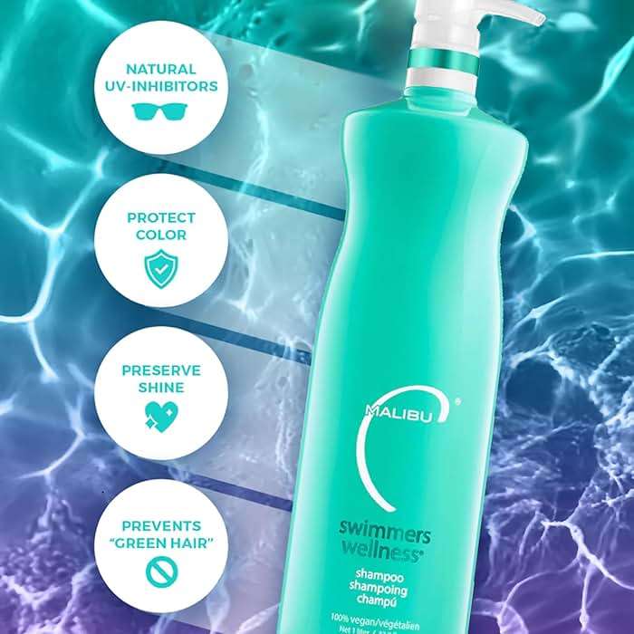Malibu C Swimmers Wellness Shampoo and Conditioner Set - Restorative Hair Care for Swimmers - Protects Against Chlorine Damage & Combats Brittle Hair (33.8 oz) - Image 2