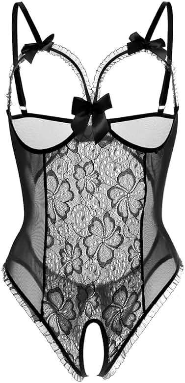 AIBINGGE Lingerie for Women Sexy Teddy One-Piece Lace Babydoll Bodysuit Nightie Plus Size - Image 1