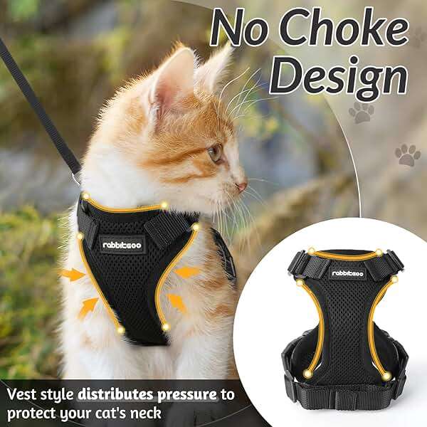 rabbitgoo Cat Harness and Leash for Walking, Escape Proof Soft Adjustable Vest Harnesses for Cats, Easy Control Breathable Reflective Strips Jacket, Black, XS - Image 2