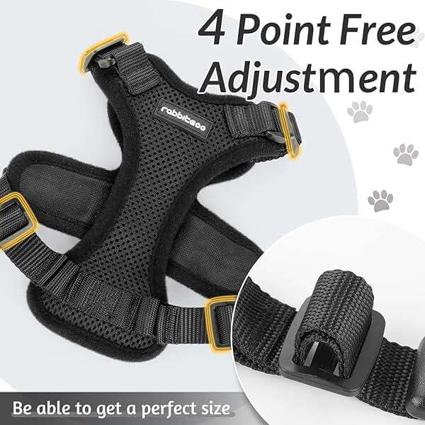 rabbitgoo Cat Harness and Leash for Walking, Escape Proof Soft Adjustable Vest Harnesses for Cats, Easy Control Breathable Reflective Strips Jacket, Black, XS - Image 4