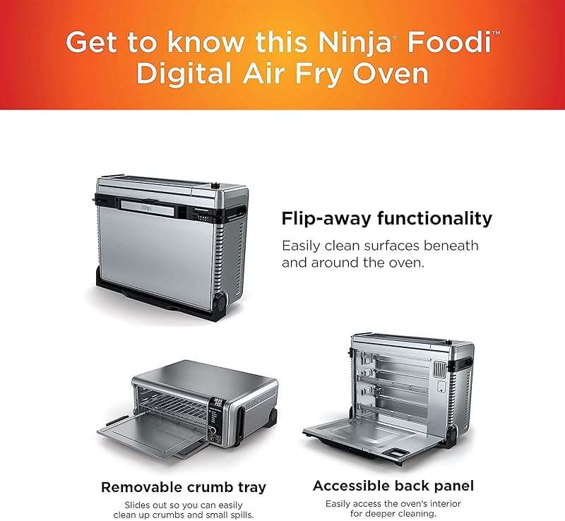 Ninja Digital Air Fryer & Toaster Oven | 8-in-1 Functionality | Flip-Up Design | XL Capacity | Air Fry Basket, Sheet Pan, Wire Rack & Crumb Tray | 1800 Watt | Silver | SP101 - Image 6