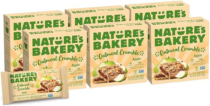 Nature's Bakery Oatmeal Crumble Bars, Apple, 6-6 Count Boxes (36 Bars), Vegan Snacks, Non-GMO - Image 1