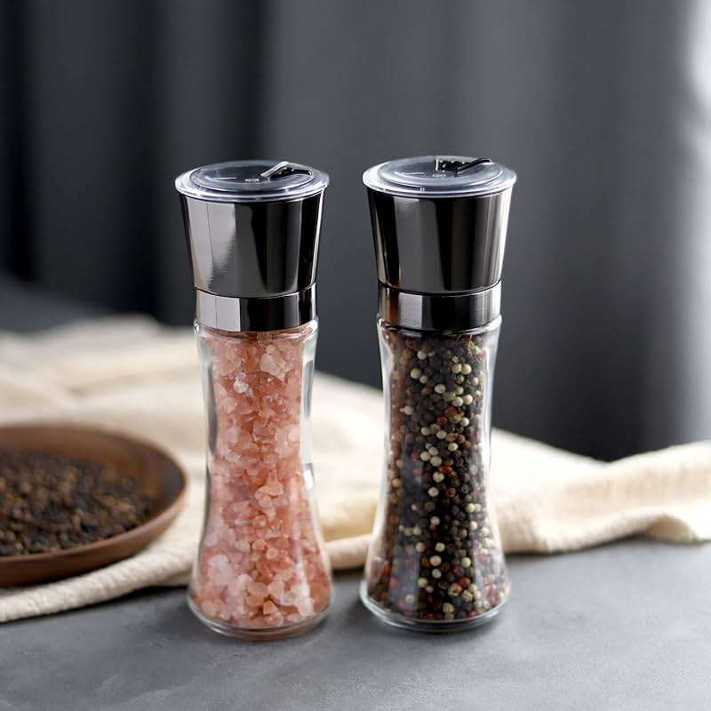 VEVOK CHEF Salt and Pepper Grinder Set Stainless Steel Black Salt and Pepper Mill with Adjustable Coarseness Salt Shaker Set Spice Grinder Black Pepper Grinder Refillable Home Kitchen - Image 5