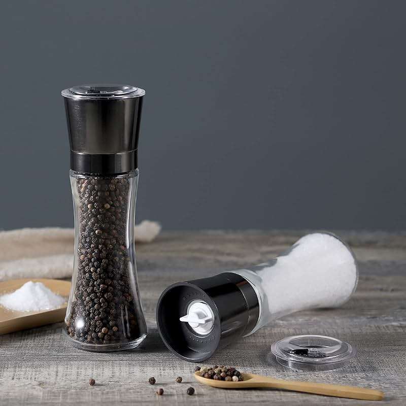 VEVOK CHEF Salt and Pepper Grinder Set Stainless Steel Black Salt and Pepper Mill with Adjustable Coarseness Salt Shaker Set Spice Grinder Black Pepper Grinder Refillable Home Kitchen - Image 6